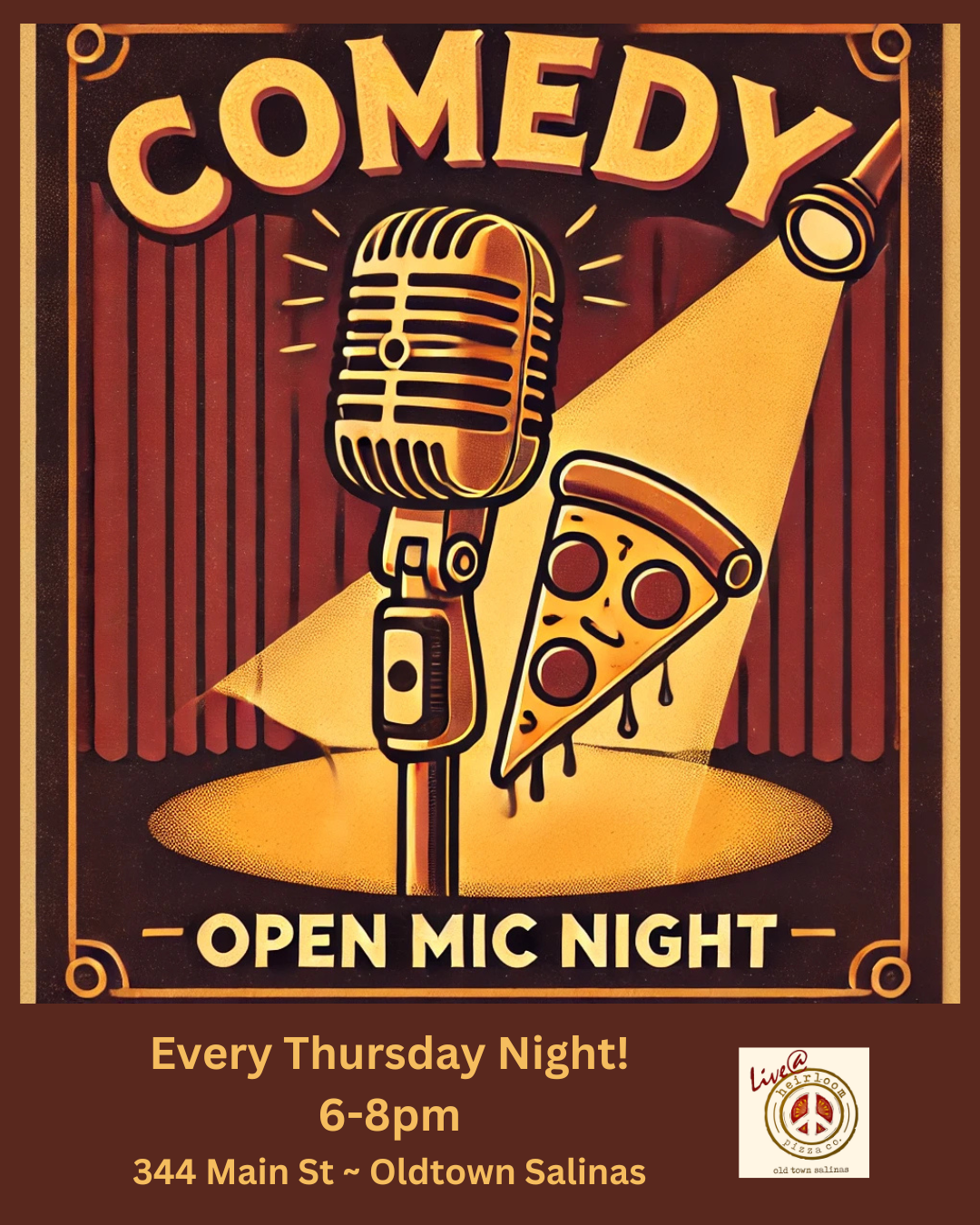 Comedy Open Mic By Live @ Heirloom Pizza