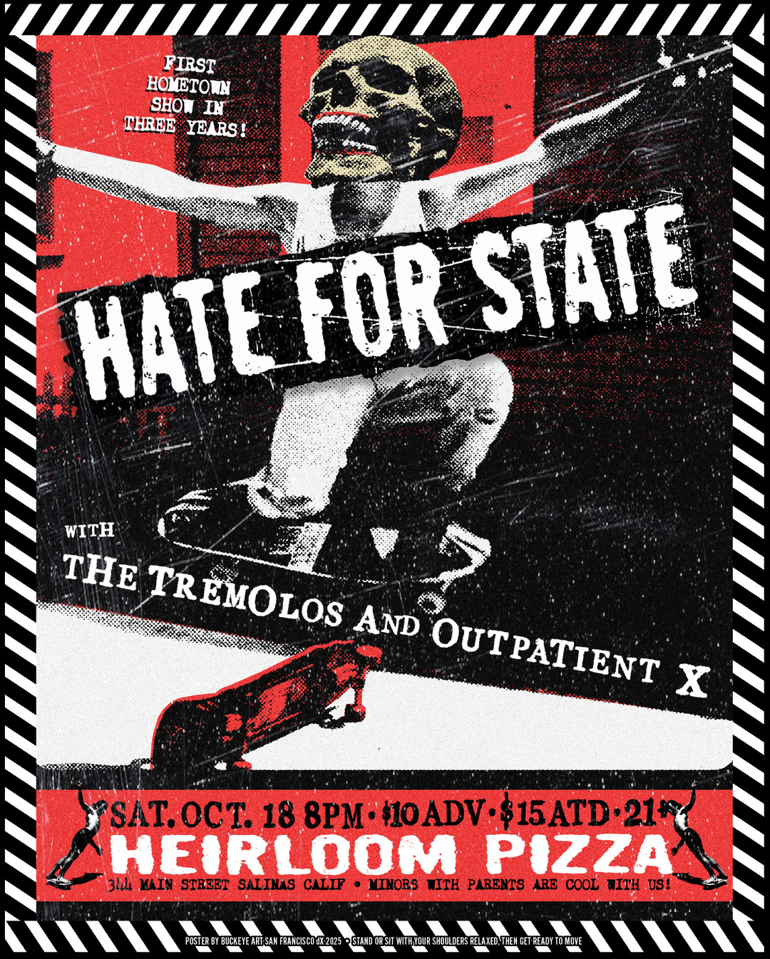 Hate for State: 1st hometown show in 3 years! with The Tremolos & Outpatient X! by Live @ Heirloom Pizza