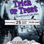 The Haunted Castle flyer. The event is organized by Steinbeck Real Estate & Mortgage and scheduled on October 25, 2025. The event is located at or on 12 W Gabilan St.