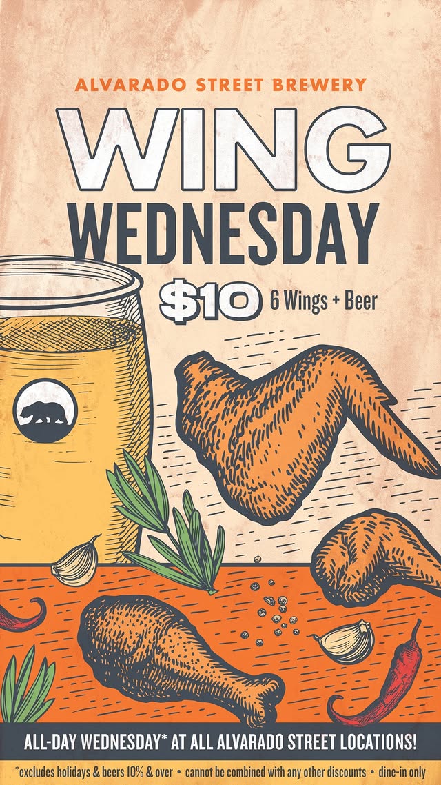 Wing Wednesday by Alvarado Street Brewery Taproom