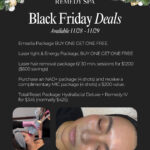 Black Friday Special flyer. The event is organized by Remedy Spa and scheduled on November 28, 2025. The event is located at or on 10 W Alisal St.