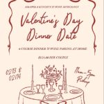 Valentine's Dinner flyer. The event is organized by Amapola Kitchen & Wine Merchant and scheduled on February 14, 2026.