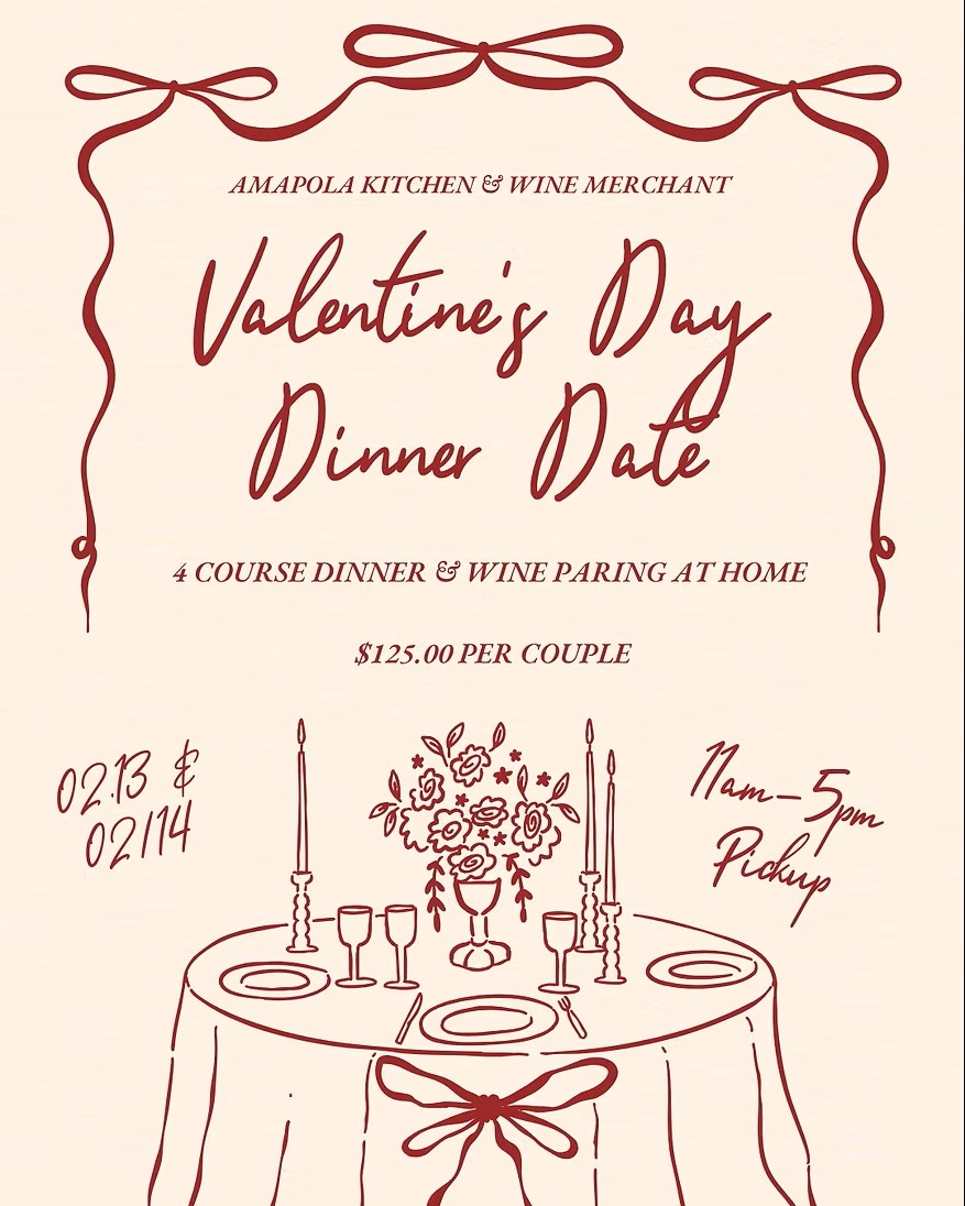 Valentine’s Dinner by Amapola Kitchen & Wine Merchant